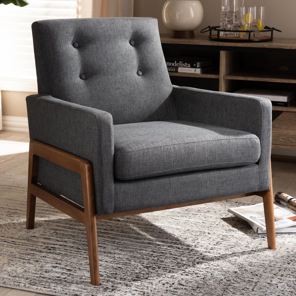 Baxton Studio Perris Lounge Chair in Dark Grey, , large
