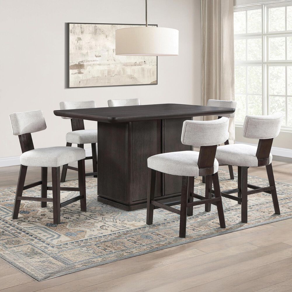 STEVE SILVER Oakley Counter Table and 6 Counter Stools in Black, , large