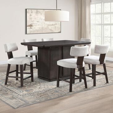 STEVE SILVER Oakley Counter Table and 6 Counter Stools in Black, , large