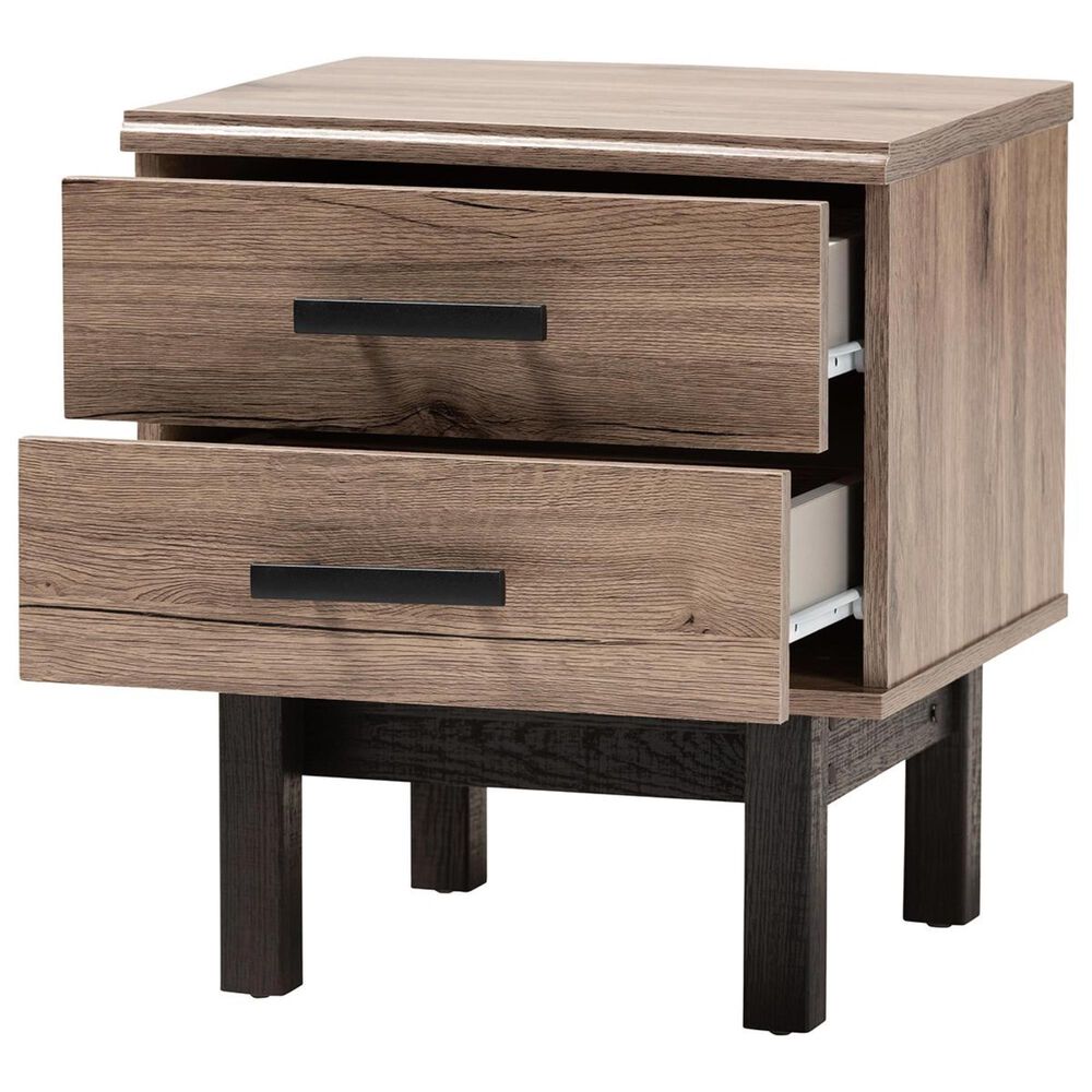 Baxton Studio Arend 2-Drawer End Table in Oak and Black, , large