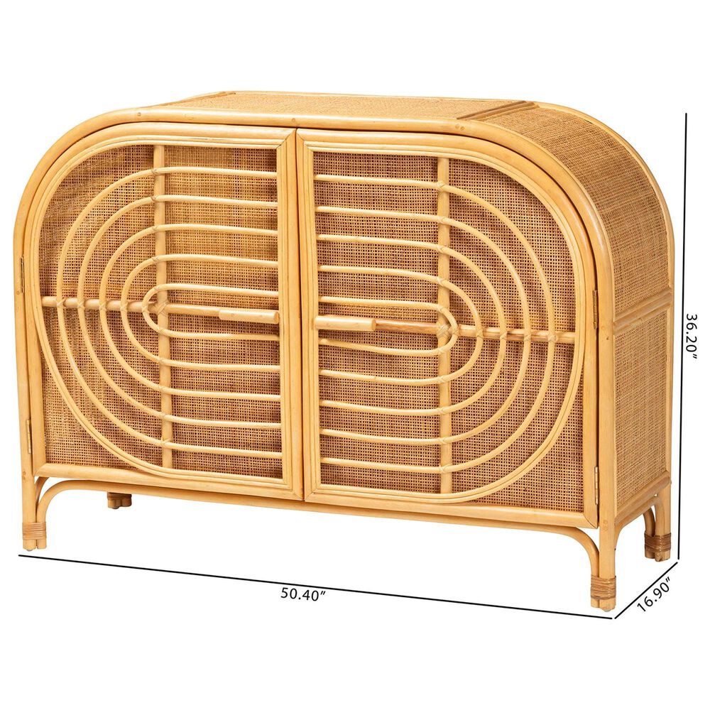 Baxton Studio Ovalet 2-Door Rattan Sideboard in Natural Brown, , large