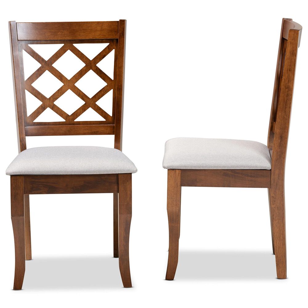 Baxton Studio Verner Side Chair with Grey Cushion in Walnut Brown (Set of 2), , large