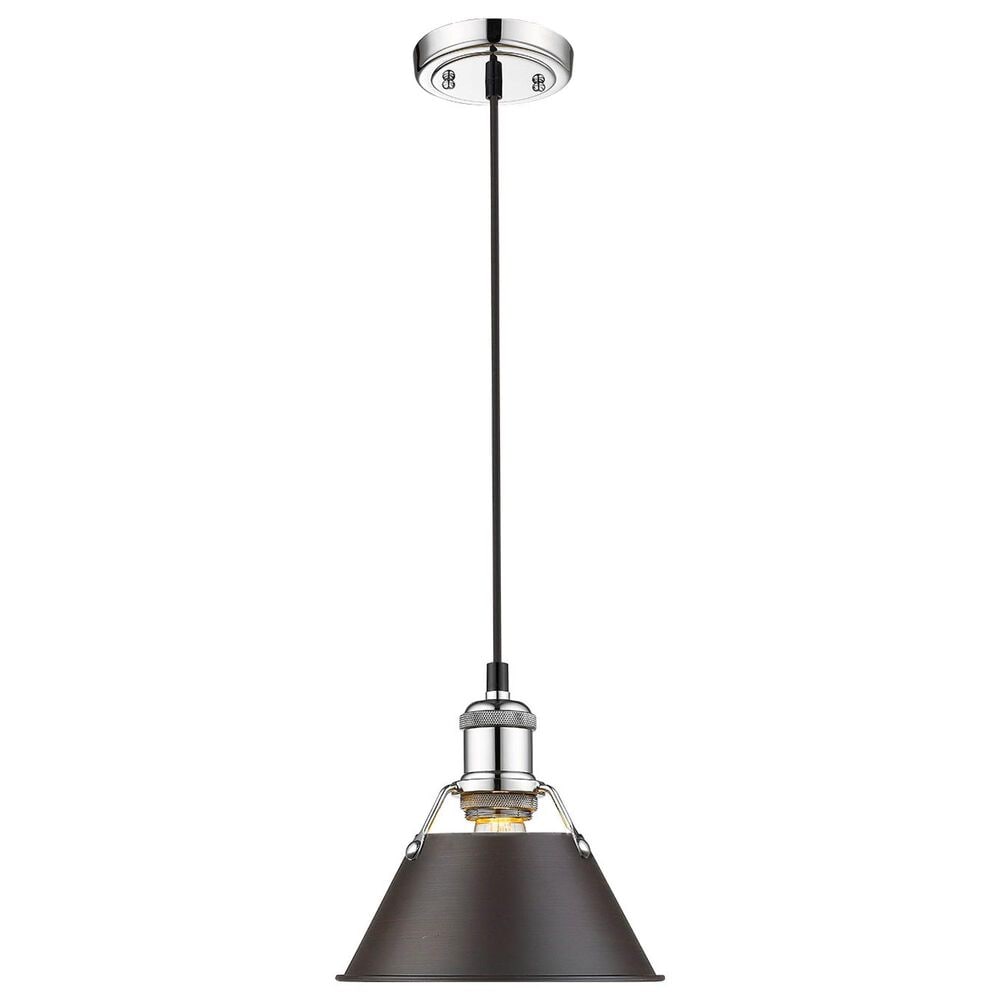 Golden Lighting Orwell 1-Light Small Pendant with Rubbed Bronze Shade in Chrome, , large
