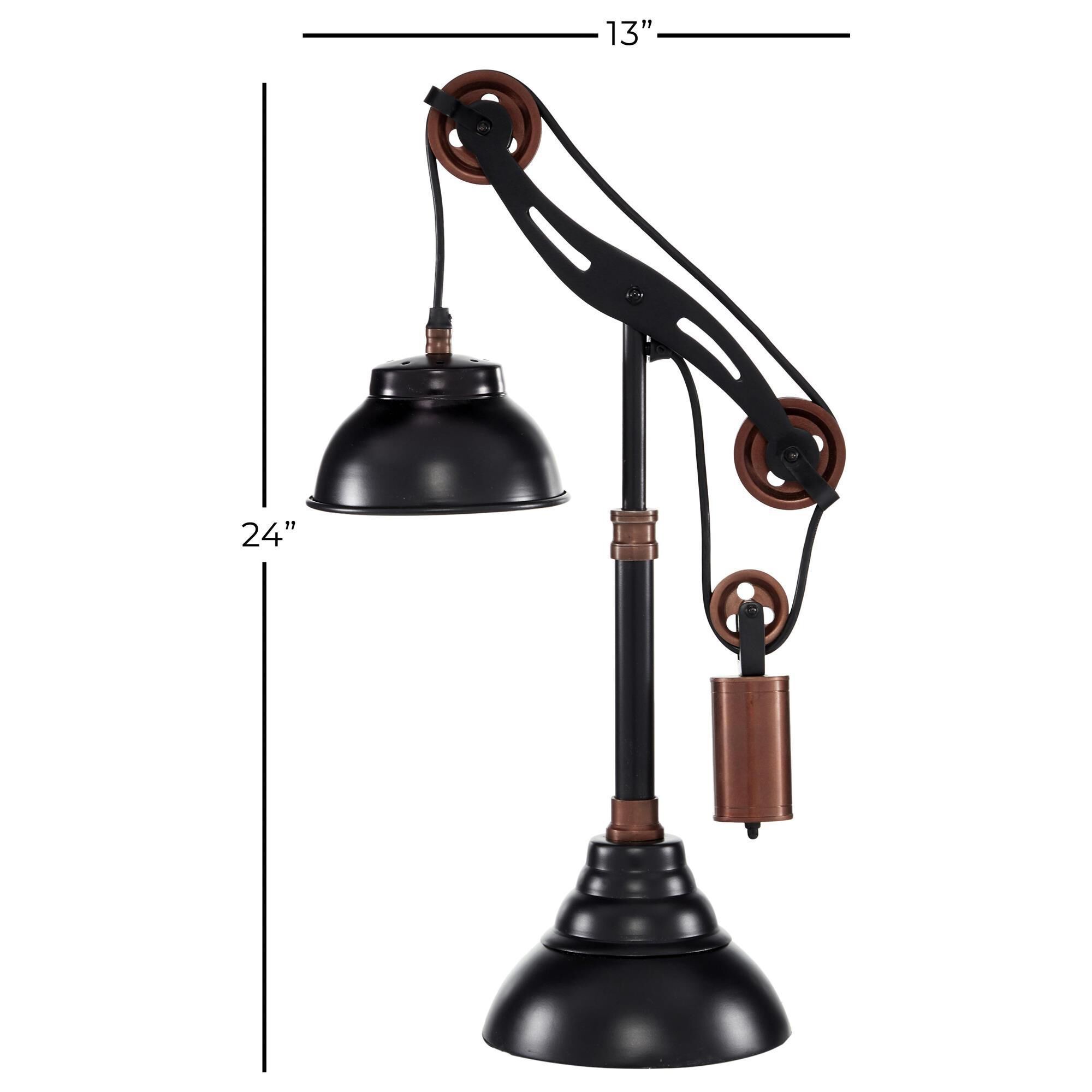 Maple and Jade Industrial Table Lamp in Shiny Black and Copper NFM
