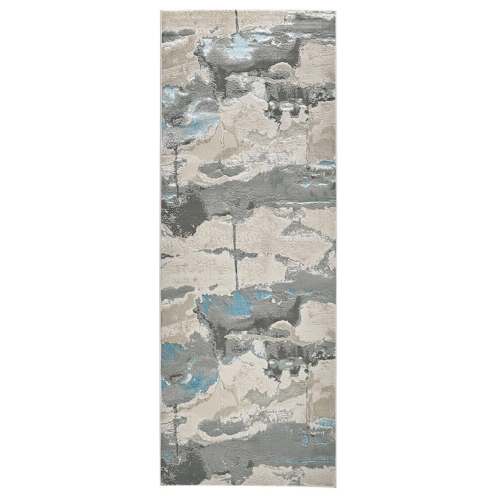 Feizy Azure 3525F 2"10" x 7"10" Blue and Gray Runner, , large