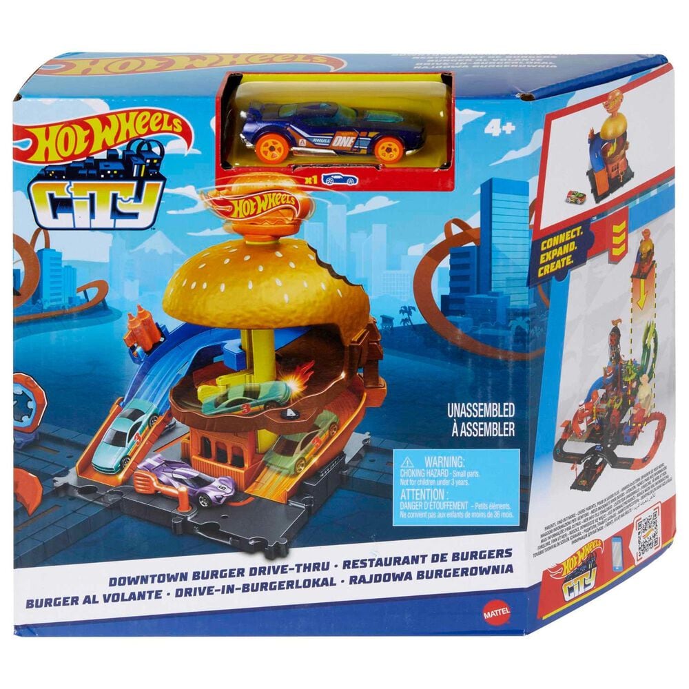 Hot Wheels City Burger Drive-Thru Playset with Toy Car in Multicolor, , large