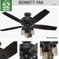 Hunter Bennett 52" Ceiling Fan in Matte Black, , large