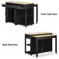 HOMLUX 47" Kitchen Island with Extendable Dining Table in Black and Natural, , large