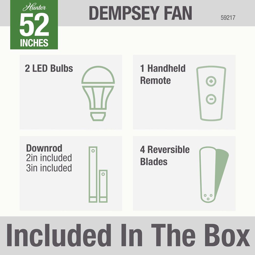 Hunter Dempsey 52&quot; Ceiling Fan with Lights in Fresh White, , large