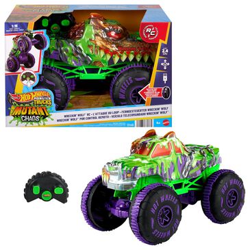 Hot Wheels Monster Trucks Mutant Chaos - Wreckin Wolf Remote-Control Toy, , large