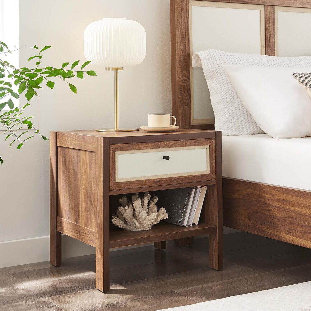 Modway Capri 1 Drawer and Shelf Nightstand in Walnut, , large