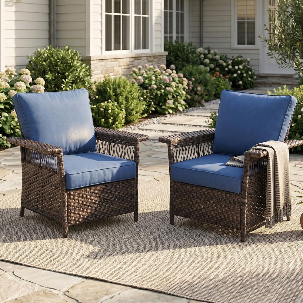Sunwell Garden Patio Sationary Chair in Navy (Set of 2), , large