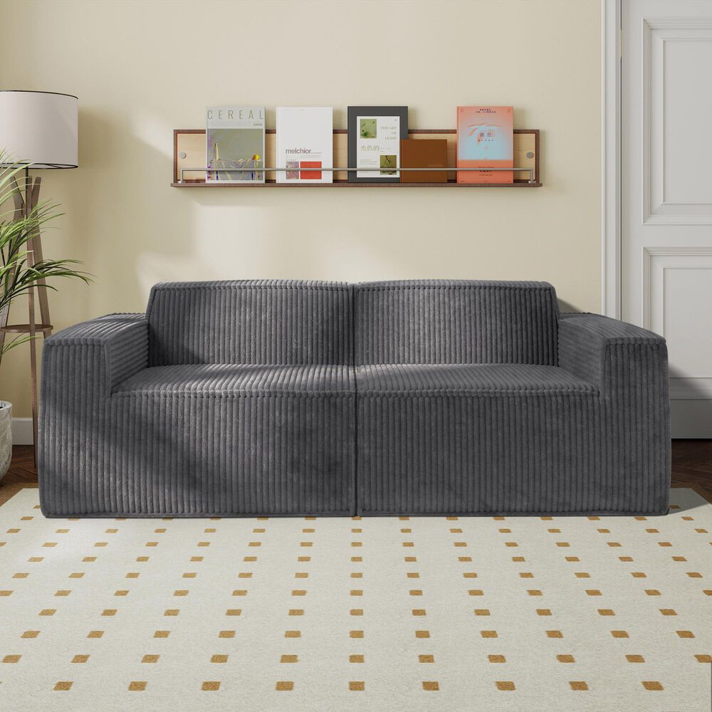 Furniture of America Facil 2-Piece Modular Track Arm Loveseat in Dark Gray, , large