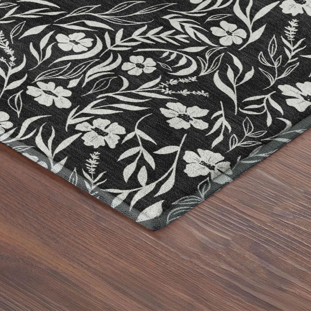 Dalyn Rug Company Soft Essentials Floral Black 3' x 5' Indoor/Outdoor Area Rug, , large