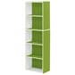 HOMLUX 5-Tier Reversible Bookshelf with Decorative Open Shelves in White and Green, , large