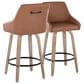 LumiSource Hannah Swivel Counter Stool with Camel Faux Leather Upholstery in Whitewashed and Black (Set of 2), , large