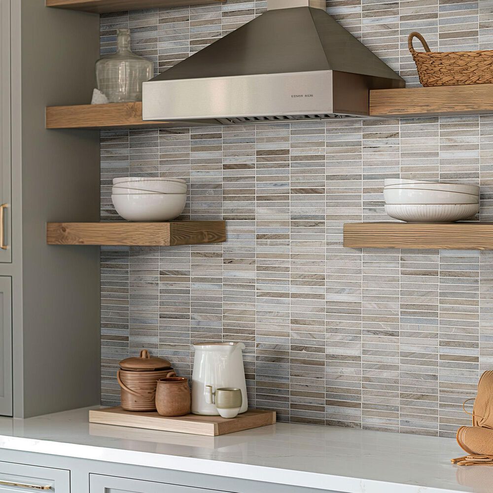 MS International Ravello Mini Stack 0.625" x 4" on 12" x 12" Marble Mosaic Sheet, , large