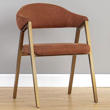 37B Burgos Dining Chair with Belfast Rust Cushion in Brushed Gold, , large
