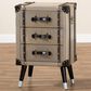 Baxton Studio Dilan 3-Drawer End Table in Antique Silver and Black, , large