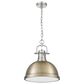 Golden Lighting Duncan 1-Light Pendant with Chain and Aged Brass Shade in Pewter, , large