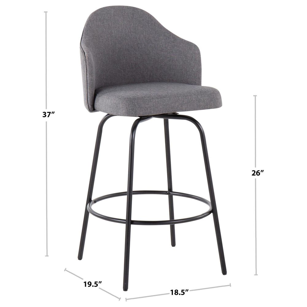 Lumisource Ahoy Swivel Counter Stool with Cream Cushion in Walnut and Black, , large