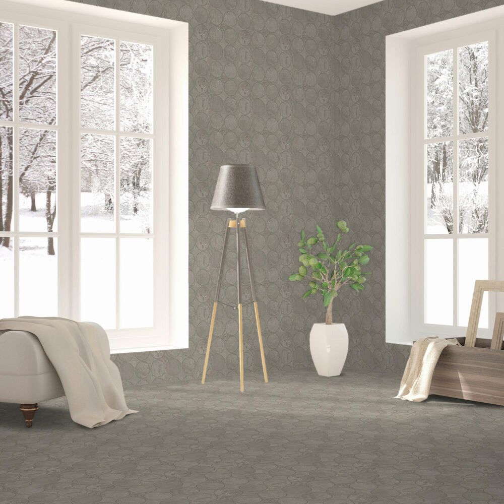 Dal-Tile Rekindle Medium Grey 13.5&quot; x 13.5&quot; Canvas Dot Porcelain Mosaic Sheet, , large
