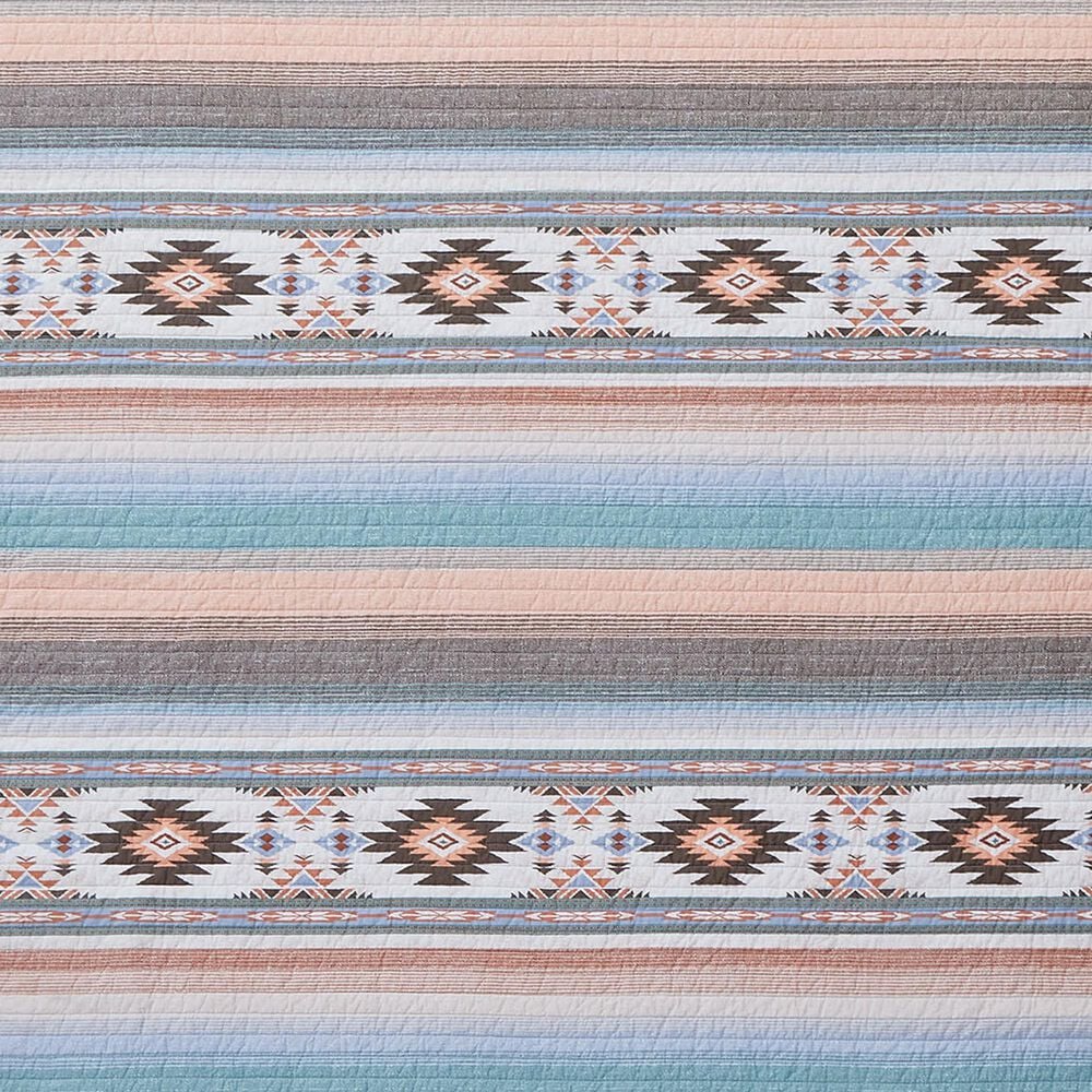 Peking Handicraft Sunset Canyon 3-Piece King Quilt Set in Rich Brown, Blue and Coral, , large