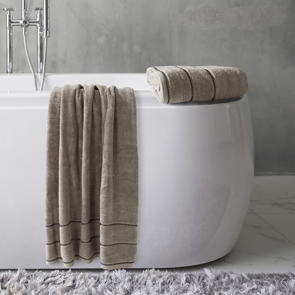 Timberlake Lavish Home Zero Twist 2-Piece Towel Set in Taupe and Black, , large