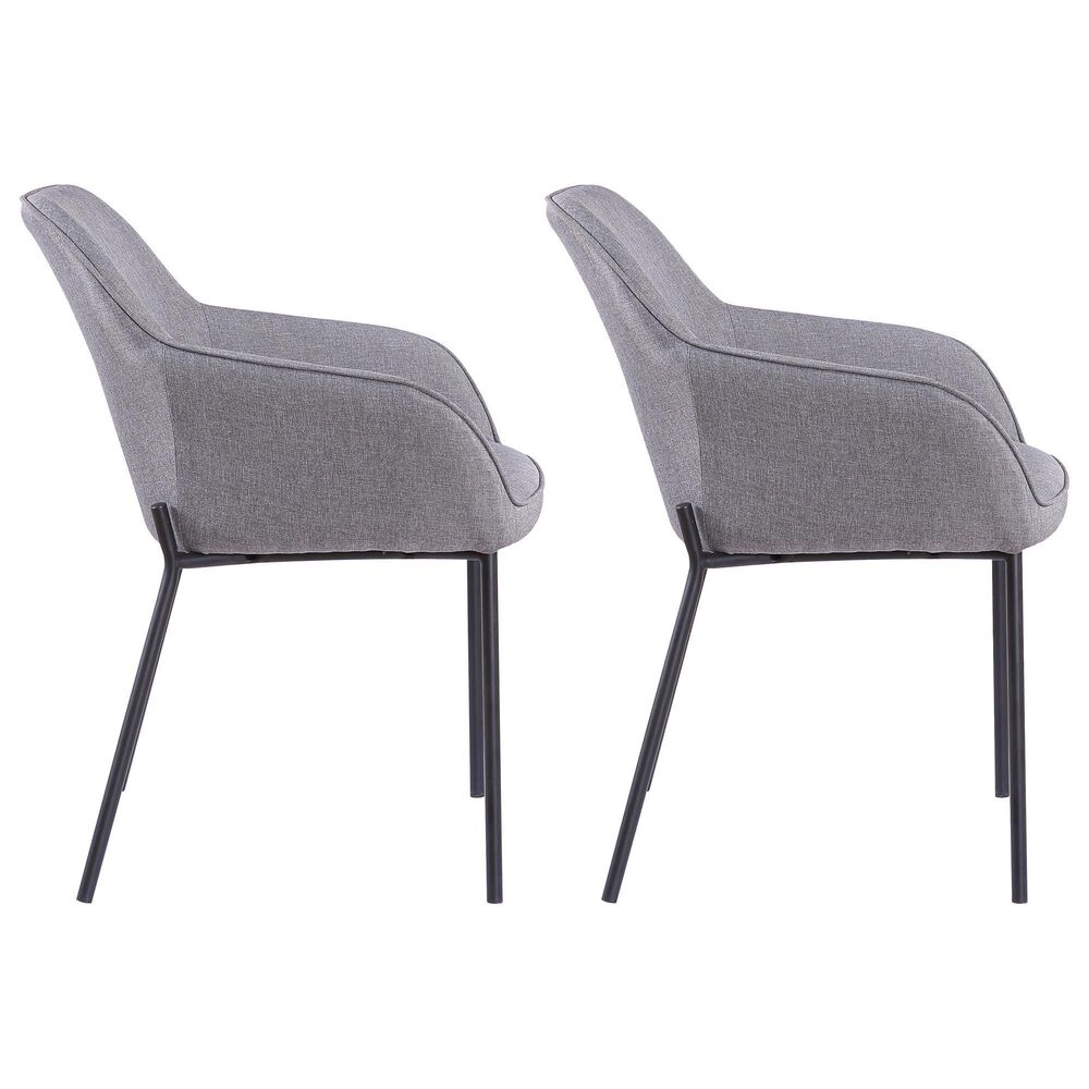 LumiSource Daniella Arm Chair with Grey Cushion in Black (Set of 2), , large