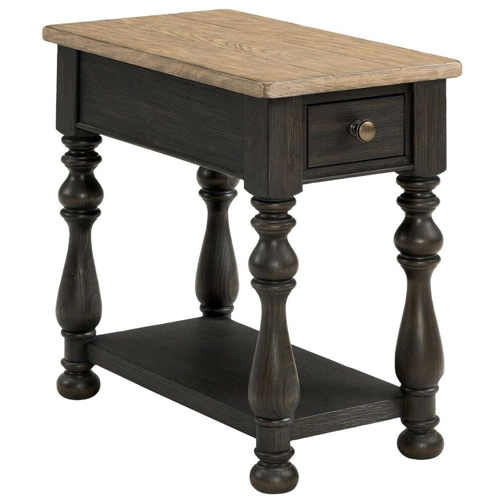 Riverside Furniture Barrington 1-Drawer Side Table in Antique Oak and Matte Black, , large