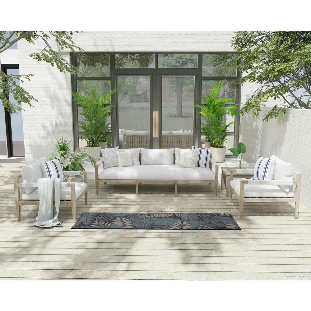 Nourison Garden Oasis GOA02 Navy 2&#39; x 6&#39; Indoor/Outdoor Runner, , large