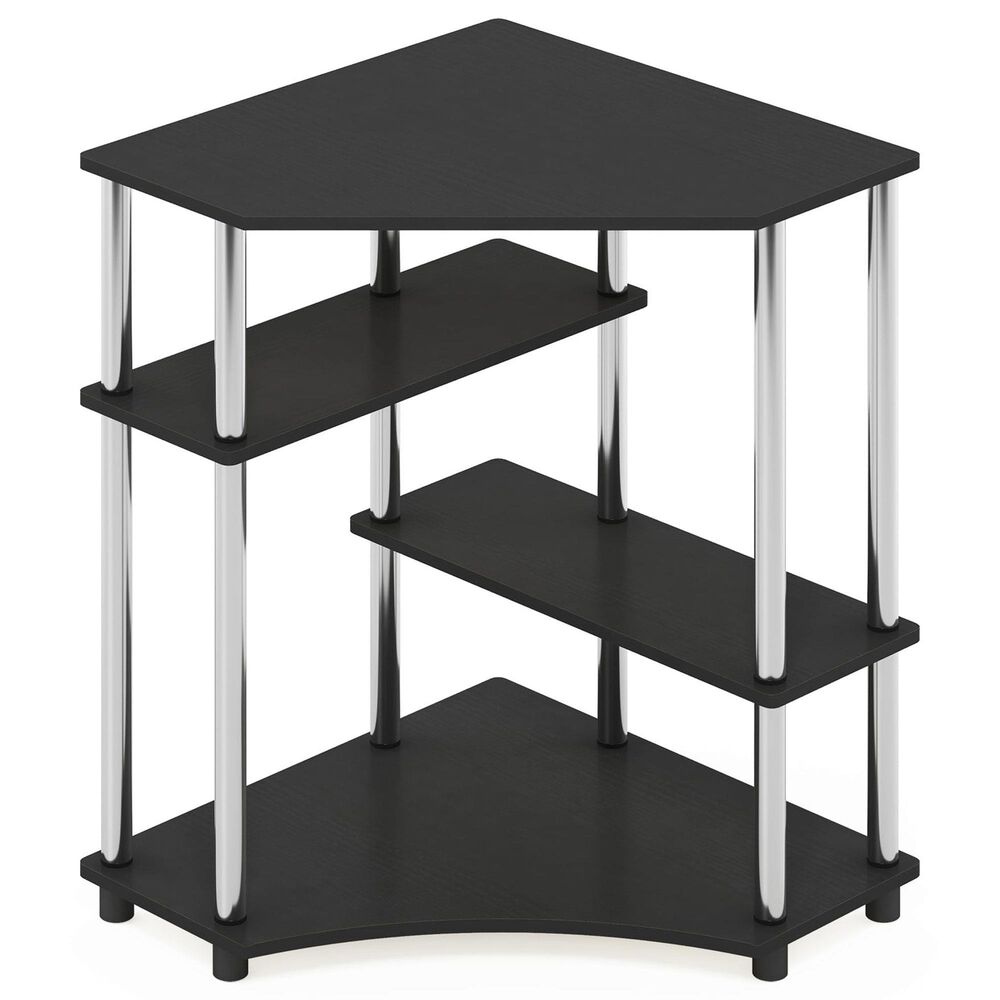 HOMLUX Multipurpose Corner Desk with Storage Shelves in Americano and Stainless Steel, , large