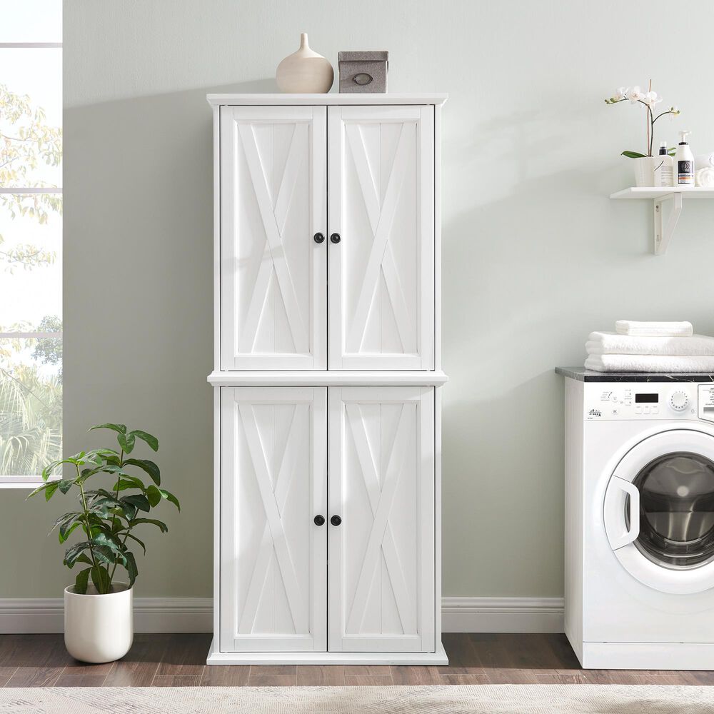 Crosley Furniture Clifton Tall Pantry in Distressed White, , large