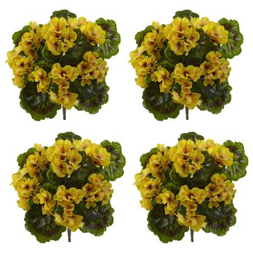 Nearly Natural Inc Yellow Geranium Artificial Bush (Set of 4) (Indoor/Outdoor), , large