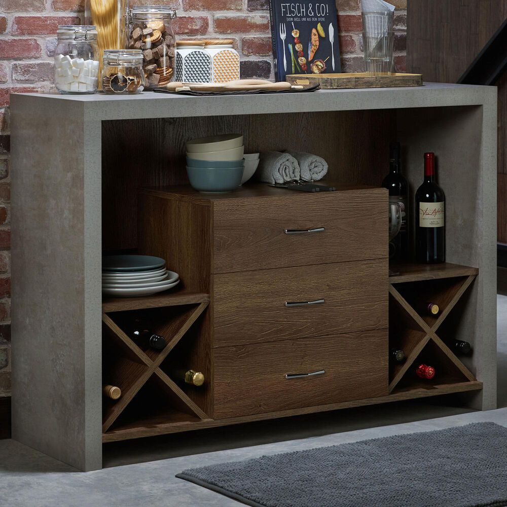 Furniture of America Wilson Buffet in Distressed Walnut, , large