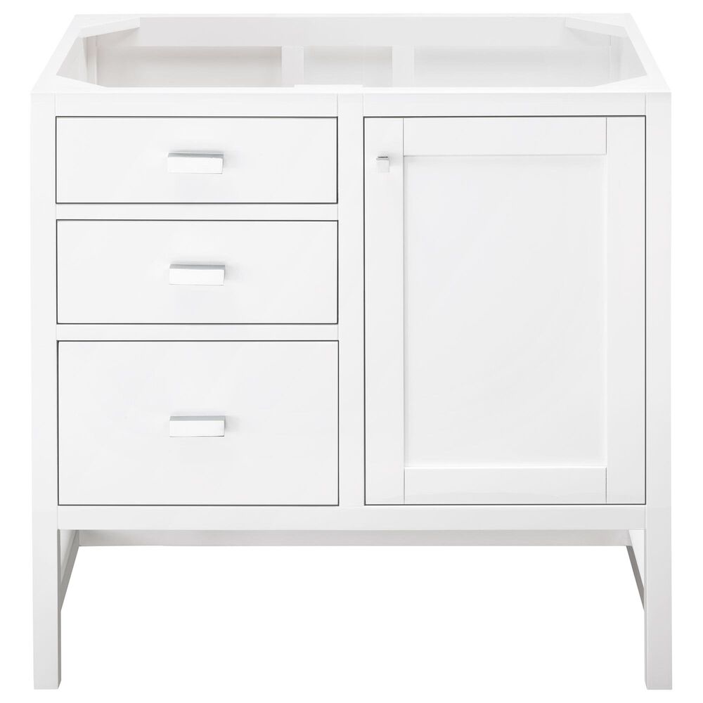 James Martin Vanities Addison 36" Single Vanity Cabinet in Glossy White with 3 cm White Zeus Quartz Top and Rectangular Sink, , large