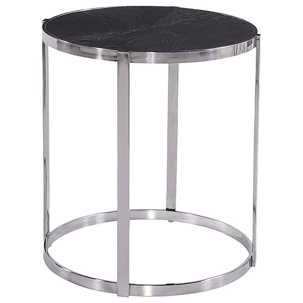 Vintage Furnishings Topanga Round End Table in Stainless Steel and Black, , large