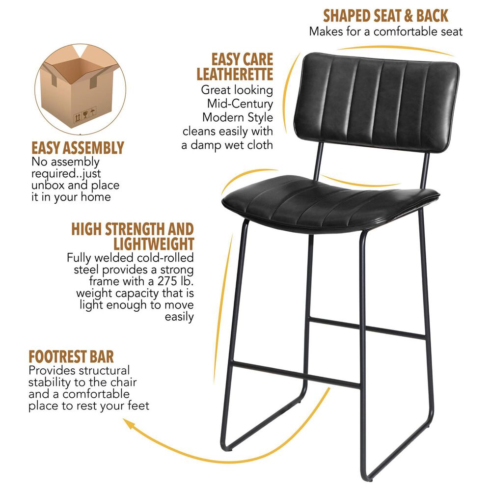 Crystal City Tribeca 30" Bar Stool in Black, , large