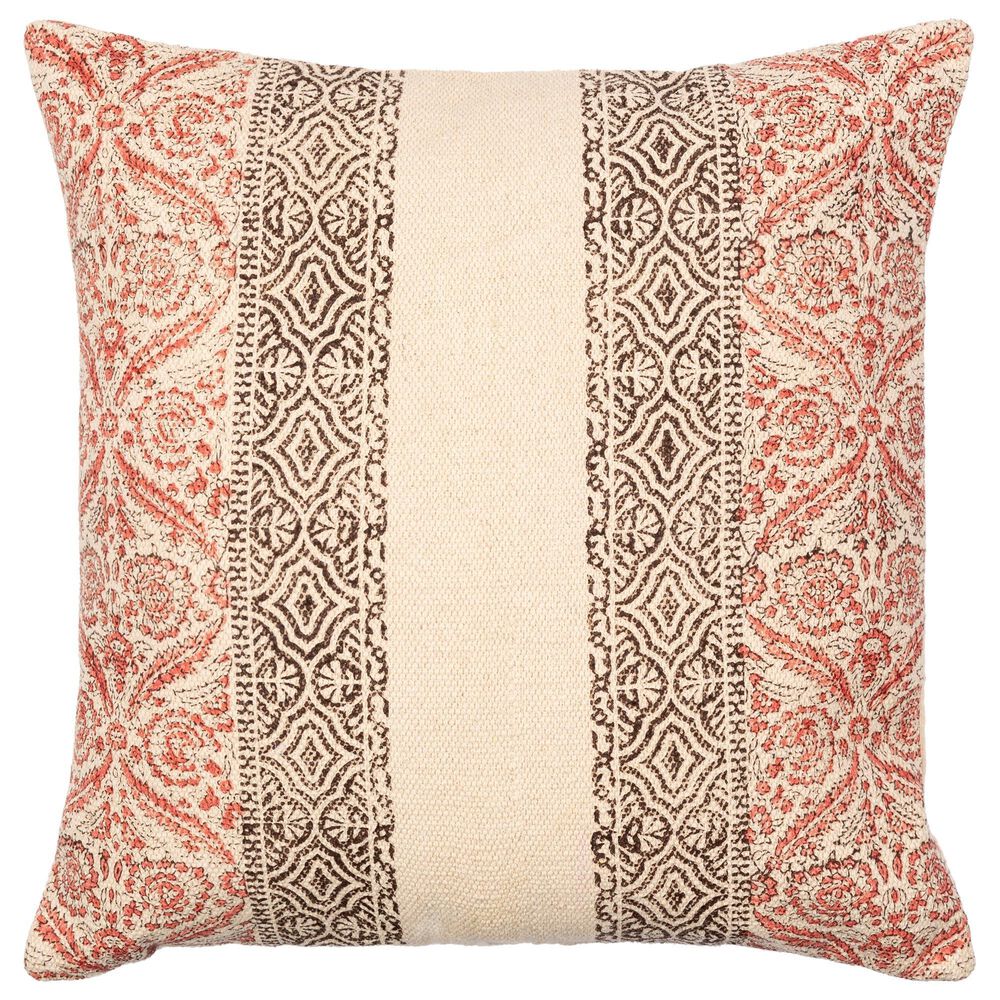 Surya Prisha 20" x 20" Throw Pillow in Rose, Dark Brown and Light Beige, , large