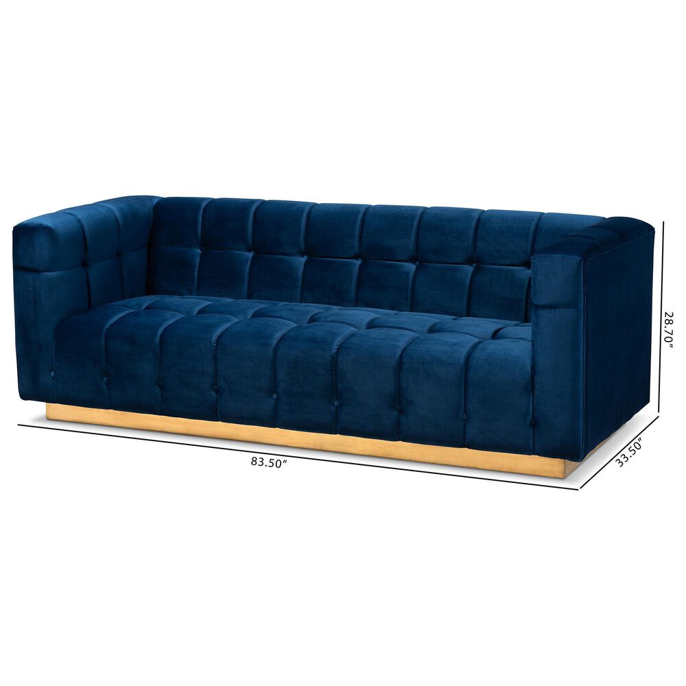 Baxton Studio Loreto Stationary Sofa in Navy Blue Velvet, , large