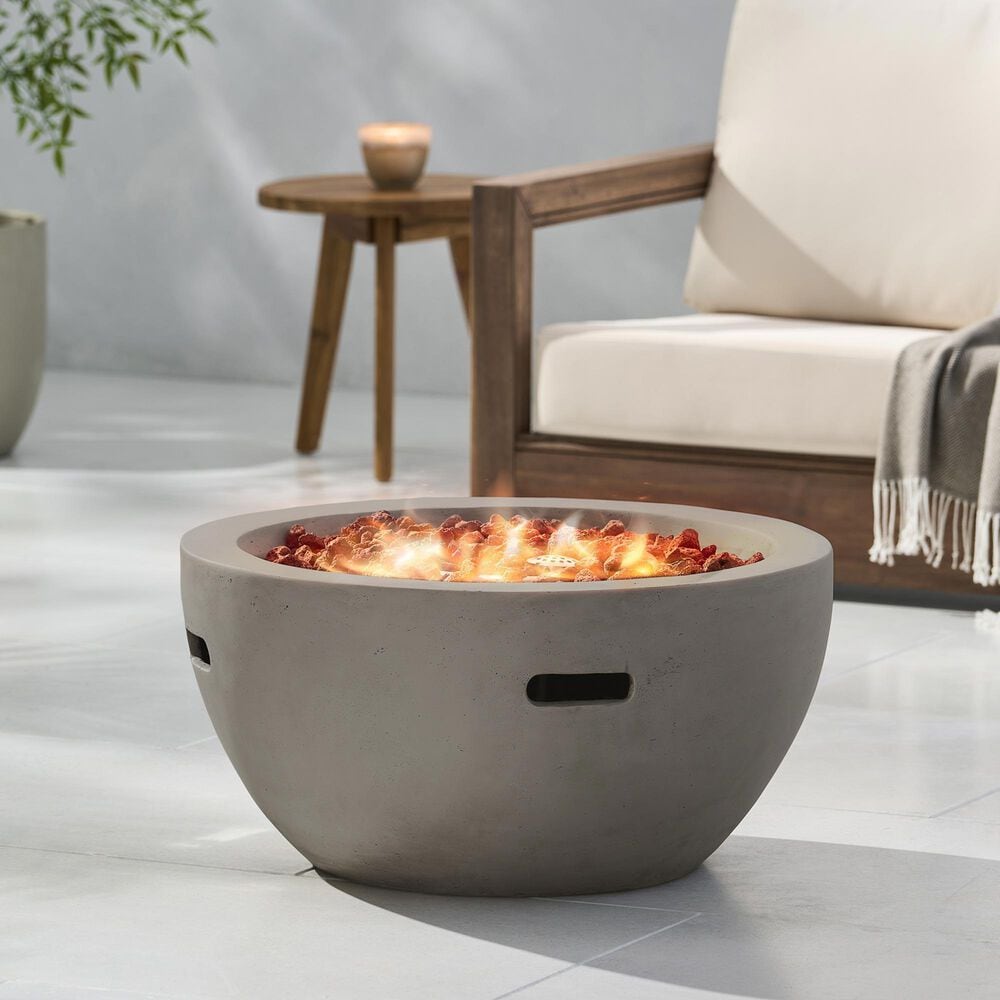Hearth and Haven Outdoor Bowl-Shaped Propane Fire Pit with 40,000 BTU Output in Light Gray, , large