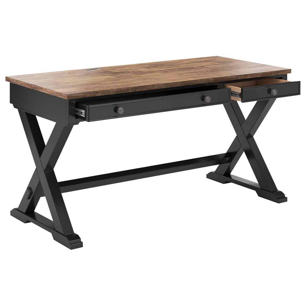 Ashley Wildenauer Home Office Desk in Rich Brown and Warm Satin Black, , large