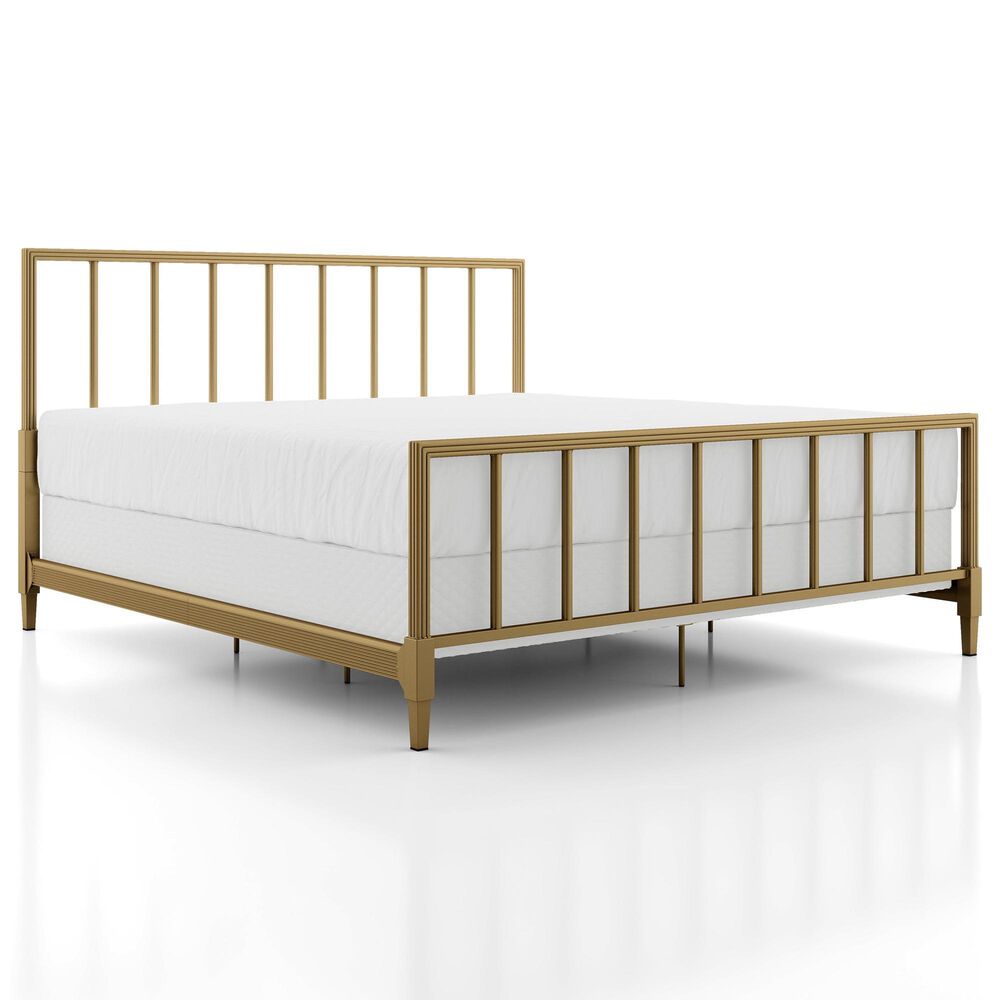 Furniture of America Blair King Slat Bed in Gold, , large