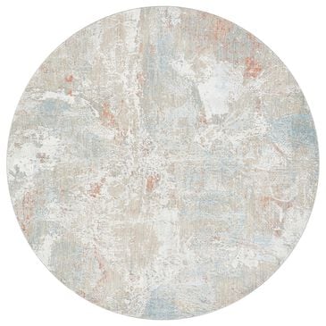 Surya Brunswick Taupe, Gray, Cream, Blue, Light Slate and Seafoam 7"10" Round Area Rug, , large