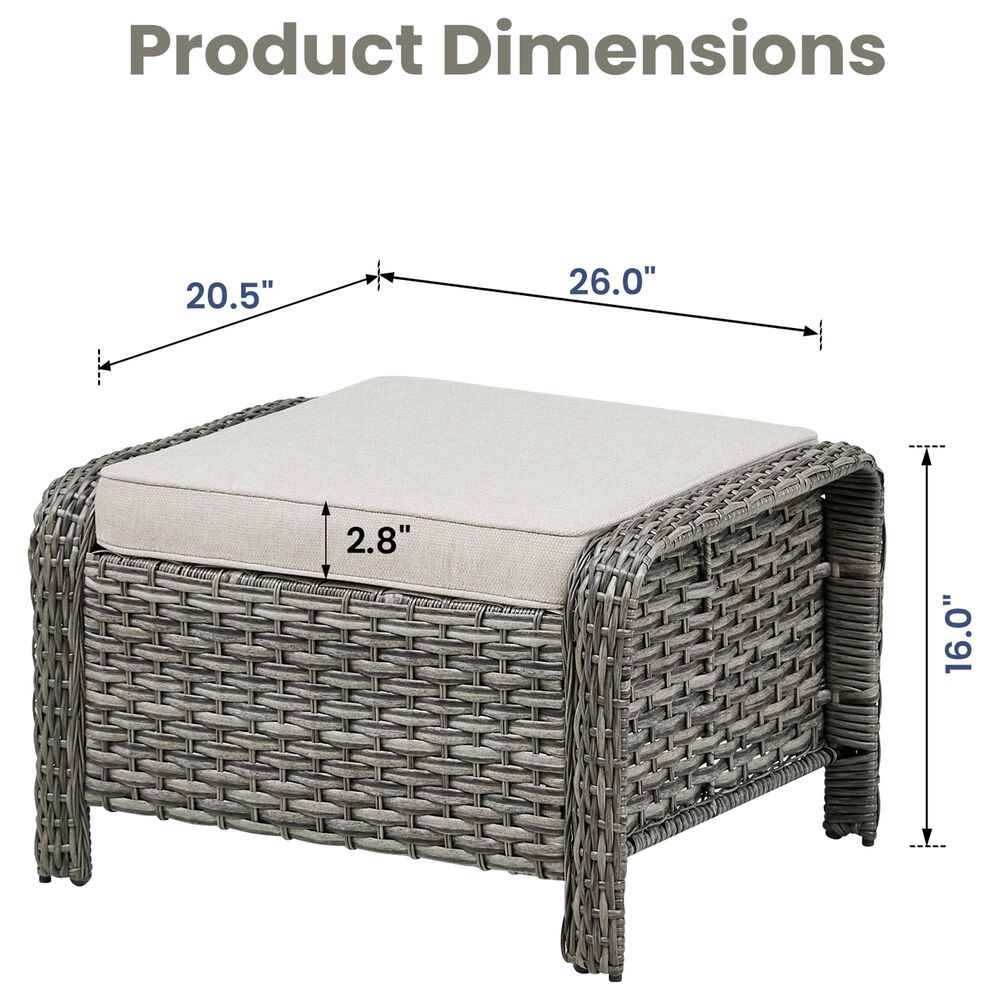 Sunwell Garden Patio Wicker Ottoman in Beige (Set of 2), , large