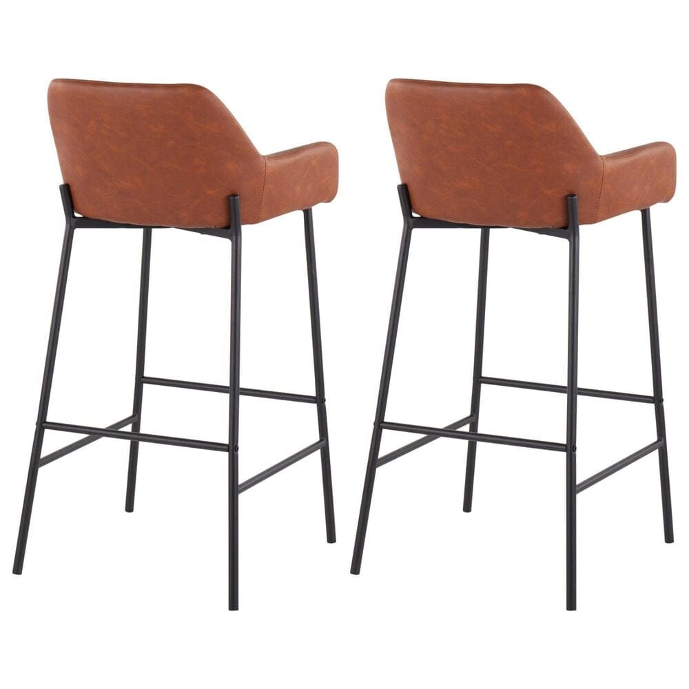 LumiSource Daniella Bar Stool with Camel Upholstery in Black (Set of 2), , large
