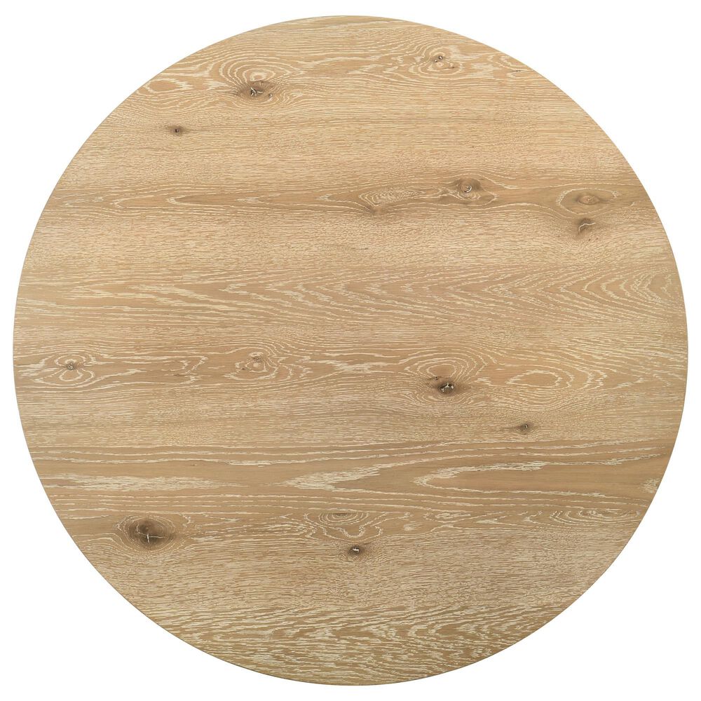HOMLUX 47"W Round Oak Finish Dining Table with Metal Cross Base in Oak, , large