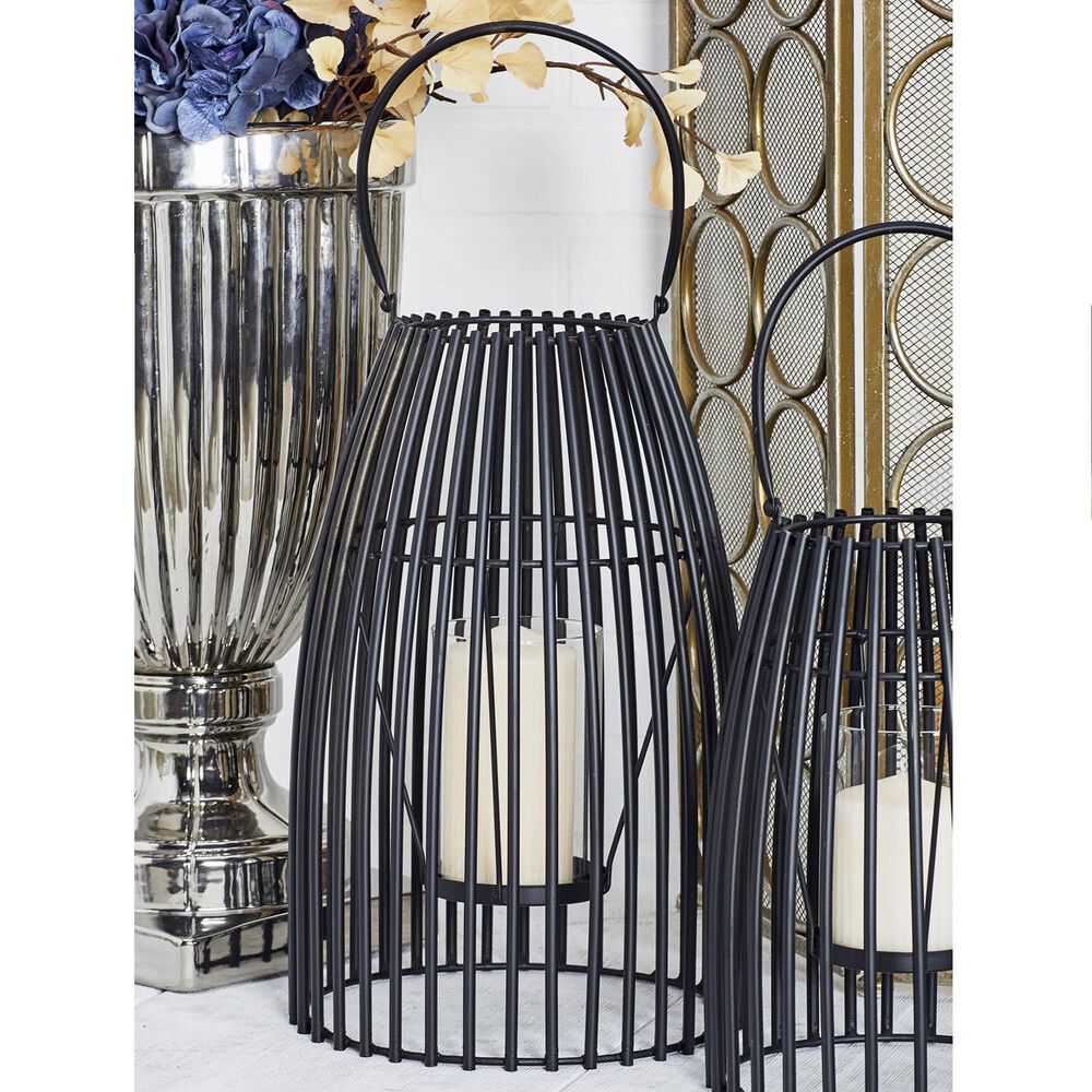 Maple and Jade 9&quot; x 16&quot; Indoor/Outdoor Candle Lantern with Handle in Matte Black and Clear, , large