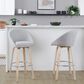 LumiSource Matisse 30" Swivel Barstool with Grey Fabric Upholstery in Whitewashed and Chrome (Set of 2), , large