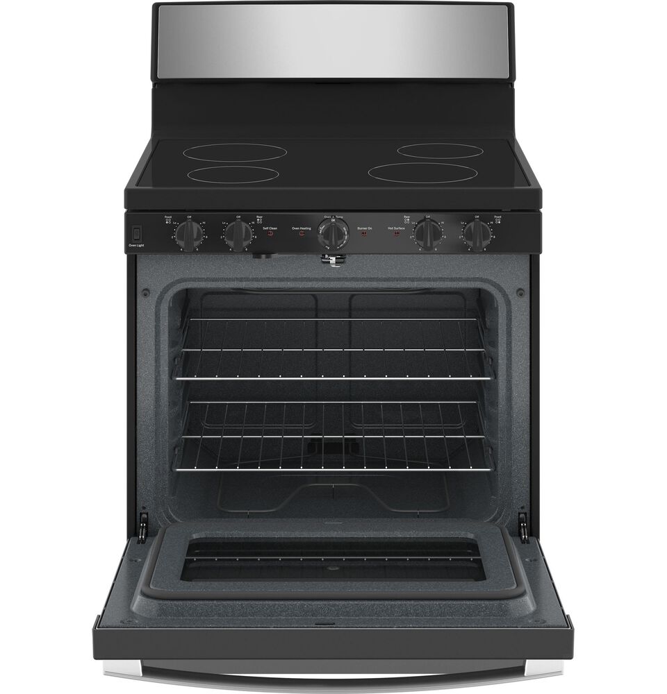 GE Appliances 30" Freestanding Self-Cleaning Radiant Front-Mount Range in Stainless Steel, , large